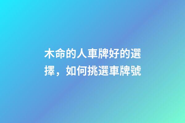 木命的人車牌好的選擇，如何挑選車牌號