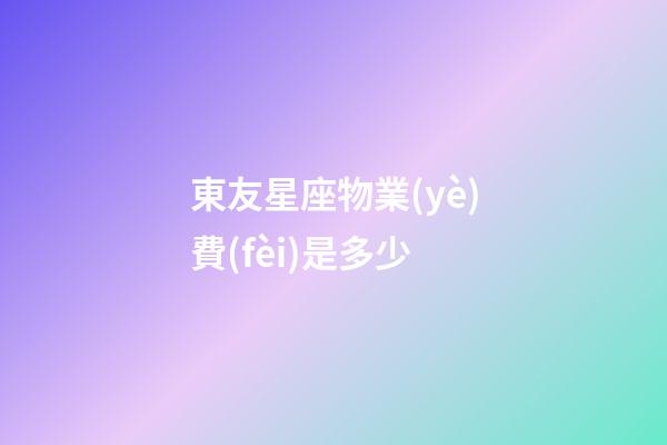 東友星座物業(yè)費(fèi)是多少
