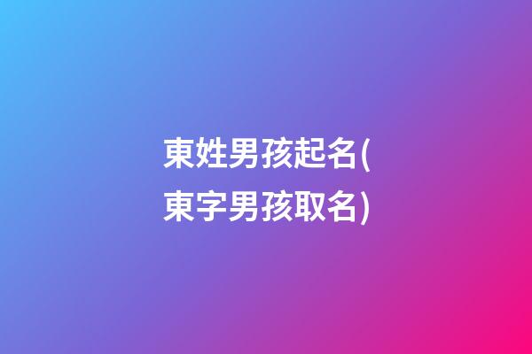 東姓男孩起名(東字男孩取名)