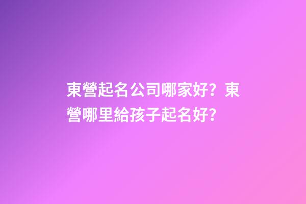 東營起名公司哪家好？東營哪里給孩子起名好？-第1張-公司起名-玄機派