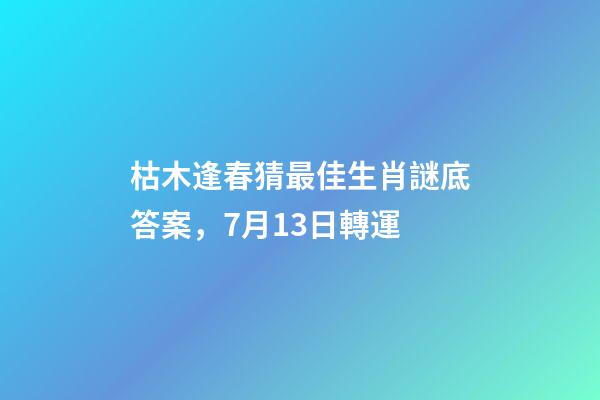 枯木逢春猜最佳生肖謎底答案，7月13日轉運-第1張-觀點-玄機派