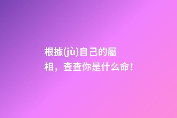 根據(jù)自己的屬相，查查你是什么命！
