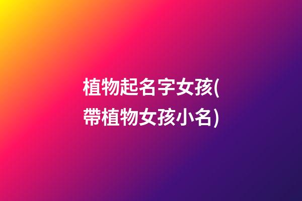 植物起名字女孩(帶植物女孩小名)