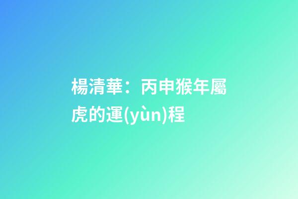 楊清華：丙申猴年屬虎的運(yùn)程