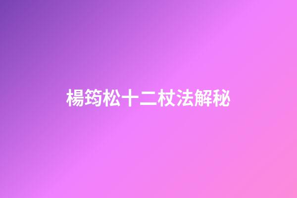 楊筠松十二杖法解秘
