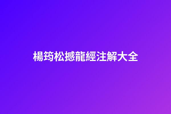 楊筠松撼龍經注解大全