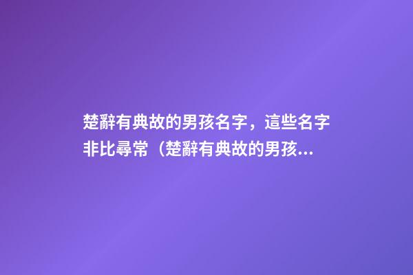 楚辭有典故的男孩名字，這些名字非比尋常（楚辭有典故的男孩名字,這些名字非比尋常好聽）