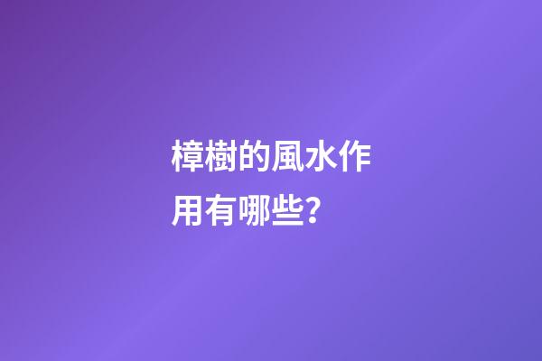 樟樹的風水作用有哪些？