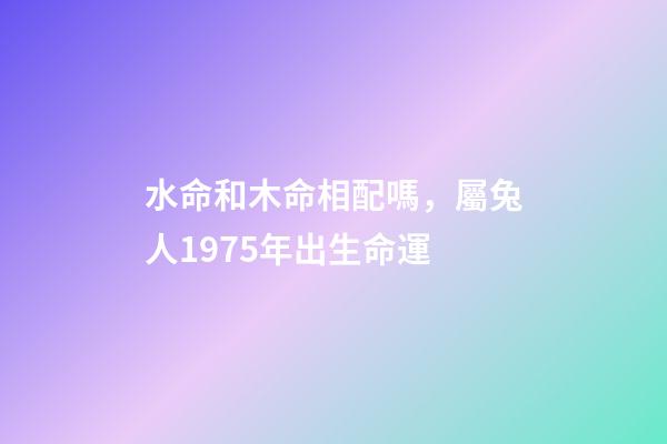 水命和木命相配嗎，屬兔人1975年出生命運-第1張-觀點-玄機派