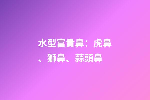 水型富貴鼻：虎鼻、獅鼻、蒜頭鼻