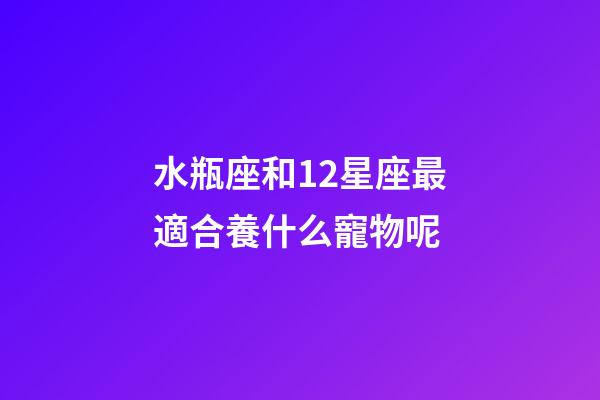 水瓶座和12星座最適合養什么寵物呢-第1張-星座運勢-玄機派