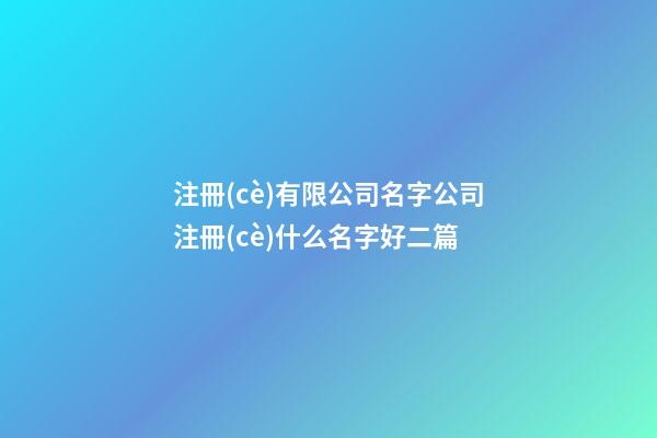 注冊(cè)有限公司名字公司注冊(cè)什么名字好二篇-第1張-公司起名-玄機(jī)派