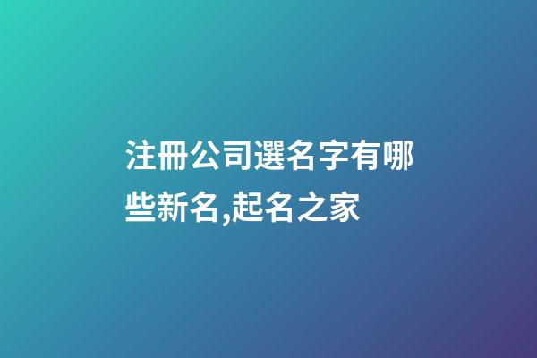 注冊公司選名字有哪些新名,起名之家-第1張-公司起名-玄機派