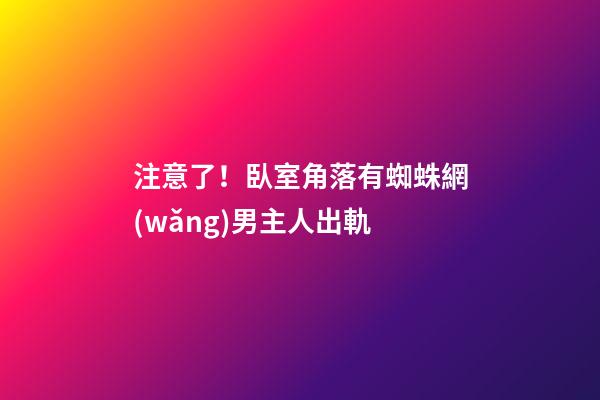 注意了！臥室角落有蜘蛛網(wǎng)男主人出軌