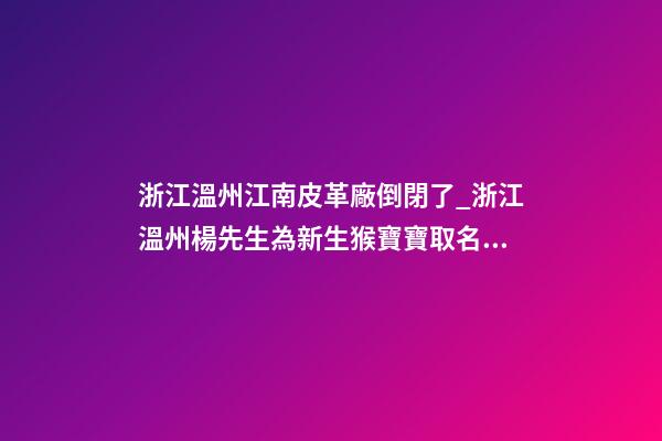 浙江溫州江南皮革廠倒閉了_浙江溫州楊先生為新生猴寶寶取名財富型套餐-第1張-公司起名-玄機派