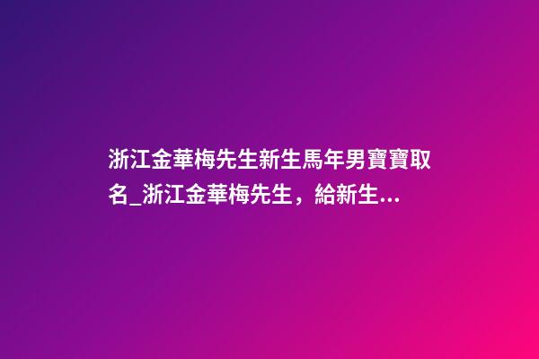 浙江金華梅先生新生馬年男寶寶取名_浙江金華梅先生，給新生馬年的男嬰起名。-第1張-公司起名-玄機派