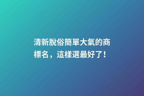 清新脫俗簡單大氣的商標名，這樣選最好了！-第1張-商標起名-玄機派