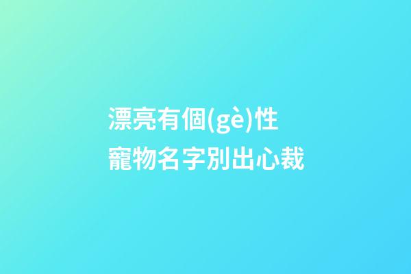 漂亮有個(gè)性寵物名字別出心裁