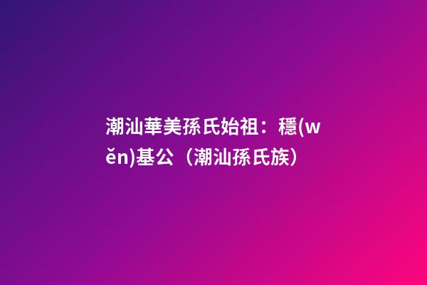 潮汕華美孫氏始祖：穩(wěn)基公（潮汕孫氏族）