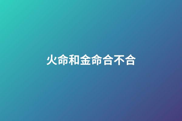 火命和金命合不合