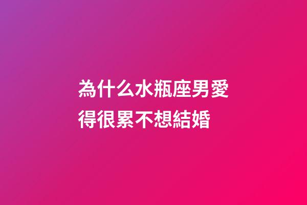 為什么水瓶座男愛得很累不想結婚-第1張-星座運勢-玄機派