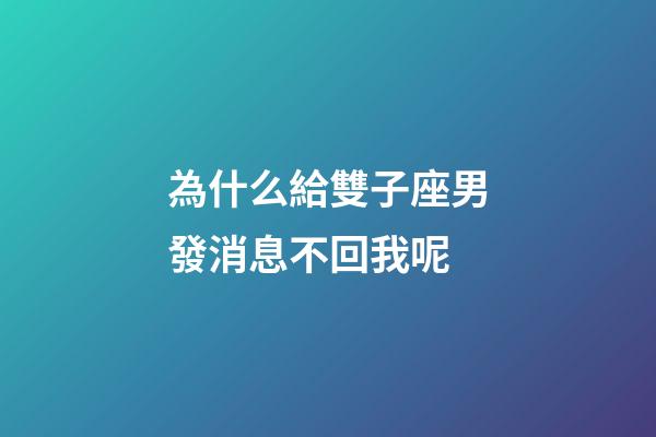 為什么給雙子座男發消息不回我呢-第1張-星座運勢-玄機派