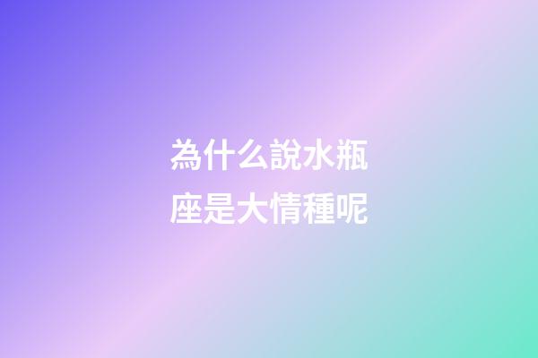 為什么說水瓶座是大情種呢-第1張-星座運勢-玄機派