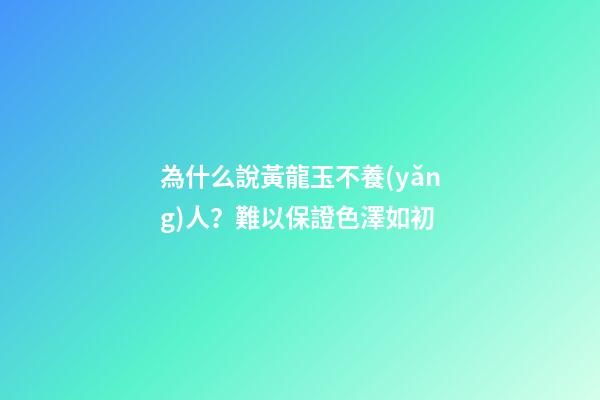 為什么說黃龍玉不養(yǎng)人？難以保證色澤如初