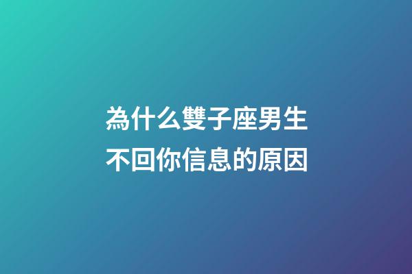 為什么雙子座男生不回你信息的原因-第1張-星座運勢-玄機派