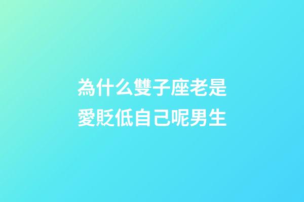 為什么雙子座老是愛貶低自己呢男生-第1張-星座運勢-玄機派