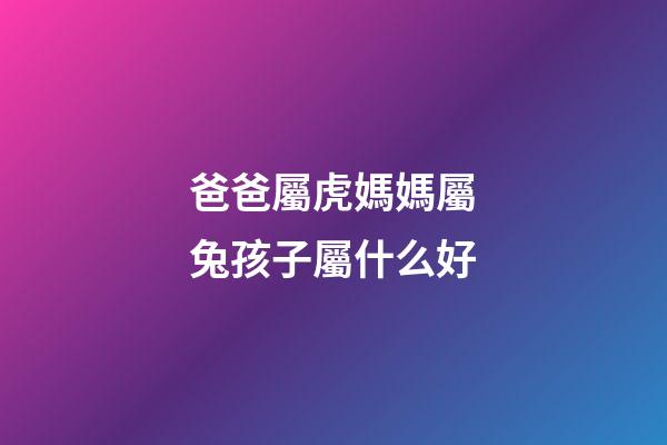 爸爸屬虎媽媽屬兔孩子屬什么好