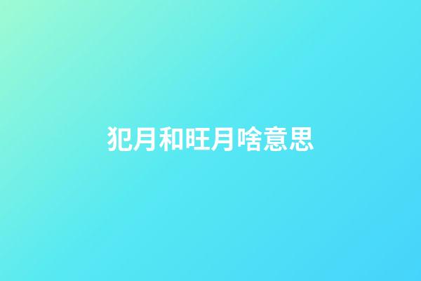 犯月和旺月啥意思