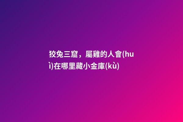 狡兔三窟，屬雞的人會(huì)在哪里藏小金庫(kù)