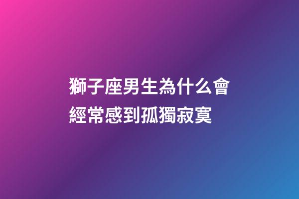 獅子座男生為什么會經常感到孤獨寂寞-第1張-星座運勢-玄機派