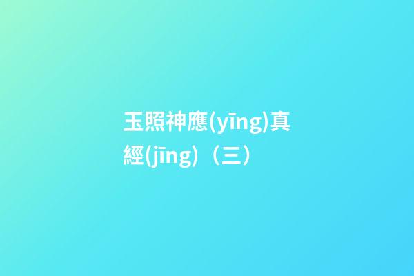 玉照神應(yīng)真經(jīng)（三）