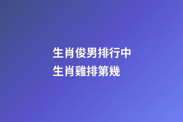 生肖俊男排行中生肖雞排第幾