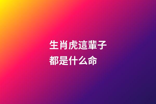 生肖虎這輩子都是什么命