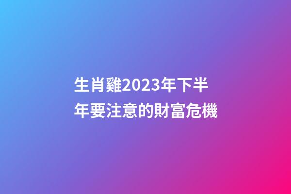 生肖雞2023年下半年要注意的財富危機