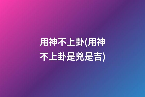 用神不上卦(用神不上卦是兇是吉)