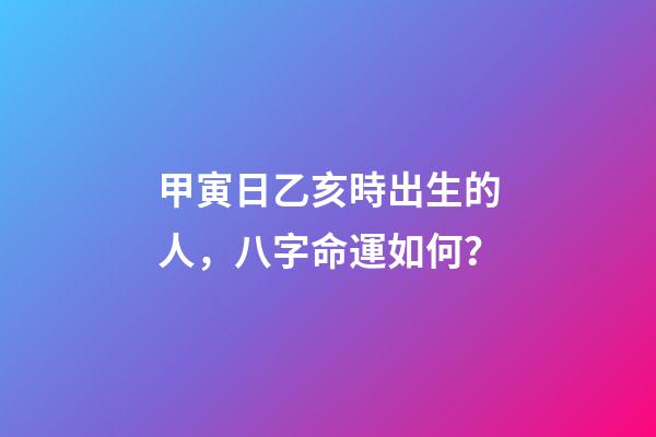 甲寅日乙亥時出生的人，八字命運如何？