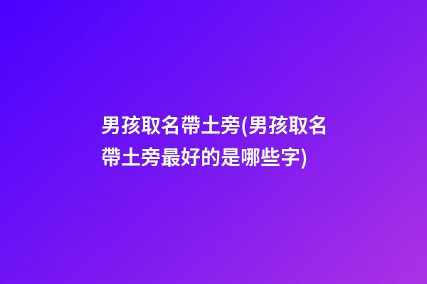 男孩取名帶土旁(男孩取名帶土旁最好的是哪些字)
