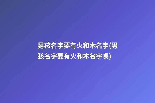 男孩名字要有火和木名字(男孩名字要有火和木名字嗎)