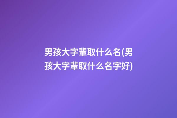 男孩大字輩取什么名(男孩大字輩取什么名字好)