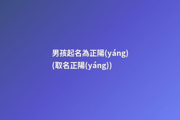 男孩起名為正陽(yáng)(取名正陽(yáng))