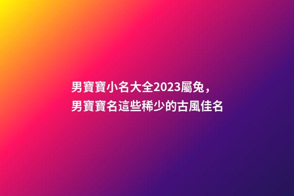 男寶寶小名大全2023屬兔，男寶寶名這些稀少的古風佳名-第1張-觀點-玄機派