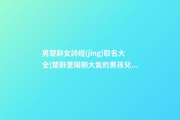 男楚辭女詩經(jīng)取名大全(楚辭里陽剛大氣的男孩兒名字)
