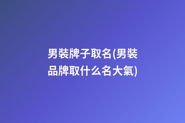 男裝牌子取名(男裝品牌取什么名大氣)