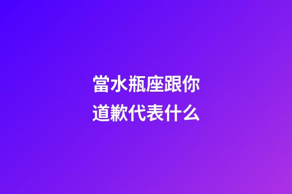 當水瓶座跟你道歉代表什么