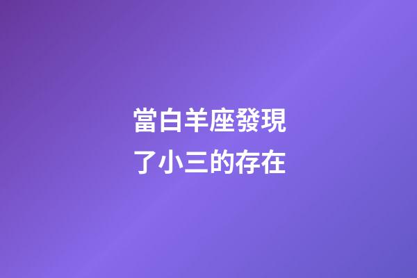 當白羊座發現了小三的存在