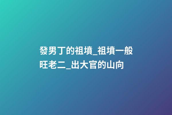 發男丁的祖墳_祖墳一般旺老二_出大官的山向